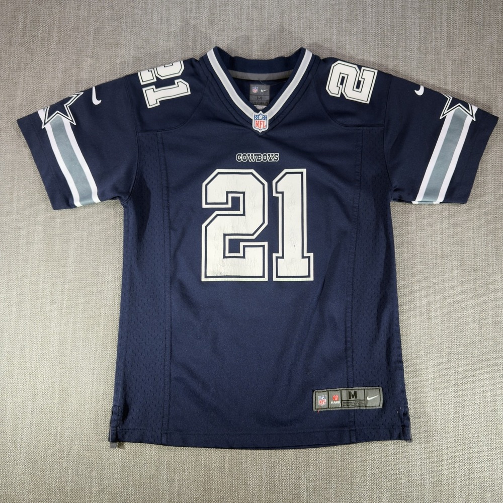 Dallas Cowboys Jersey Boys Medium Blue NFL Ezekiel Elliott 21 Nike On Field